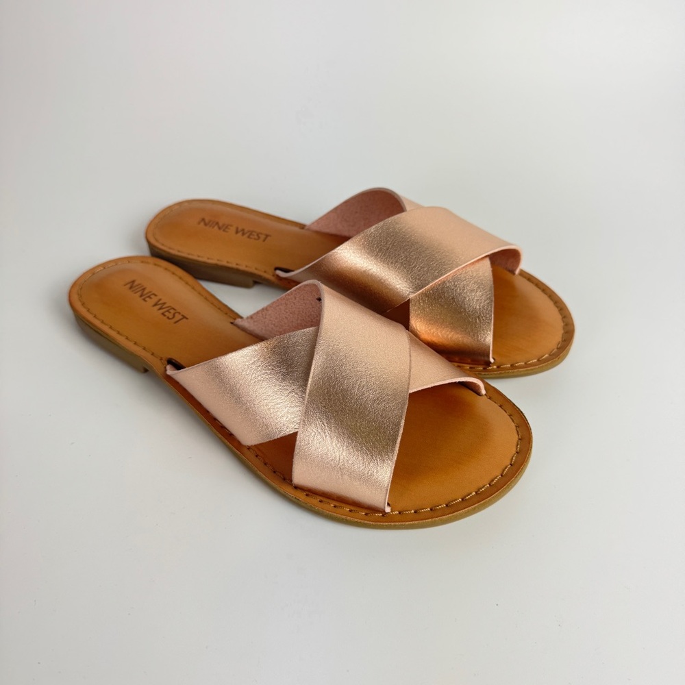 Nine West Women's Rose Gold Slide Sandals